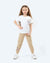 Girls Cartoon Graphic T-Shirt & Jogger Pants Set | Beige - Remint Kids Fashion