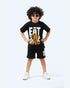 Boys Eat Sleep Repeat Printed Summer Set | Black - Remint Kids Fashion