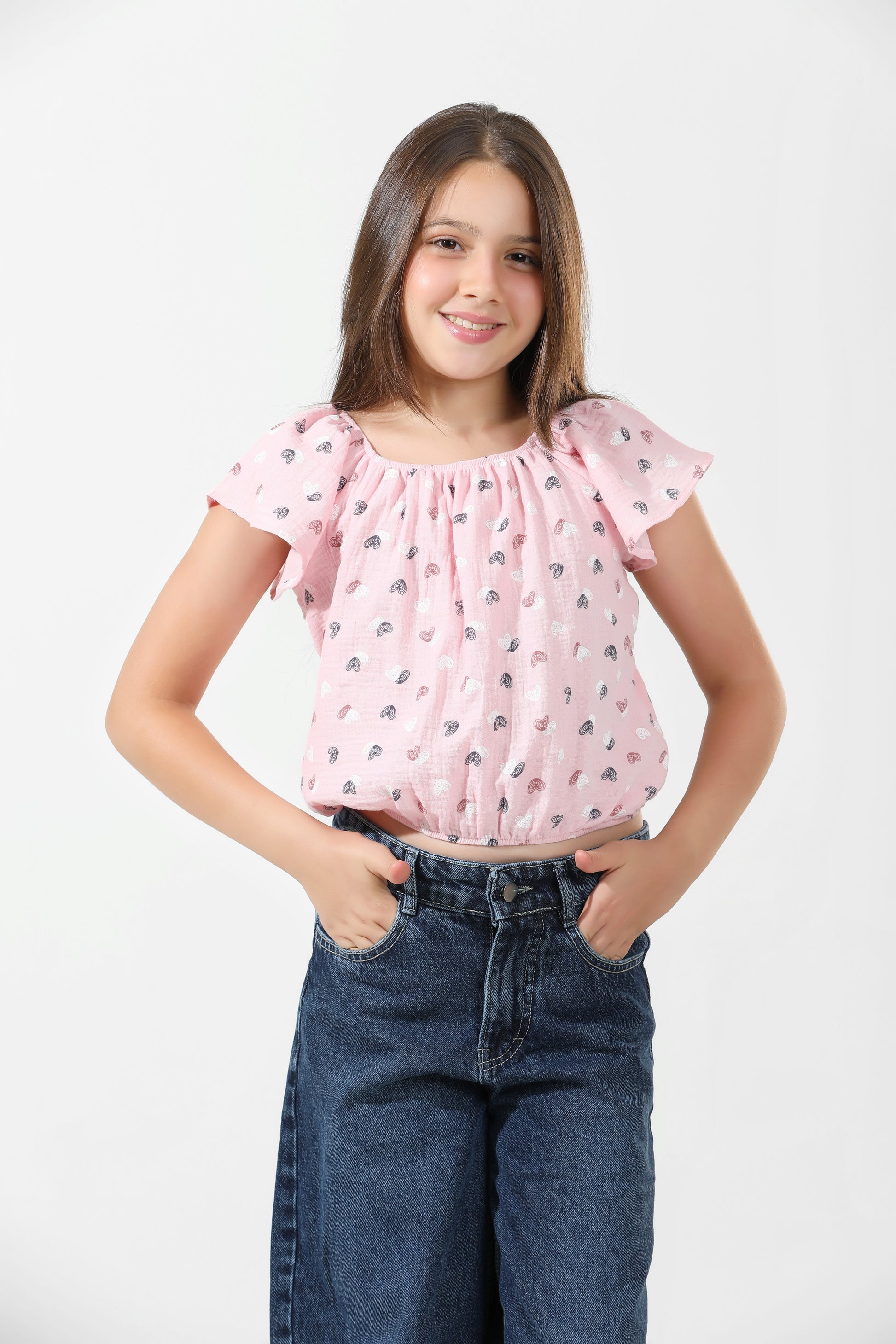 Girls T-Shirt 100% cotton  (Rose Pink)