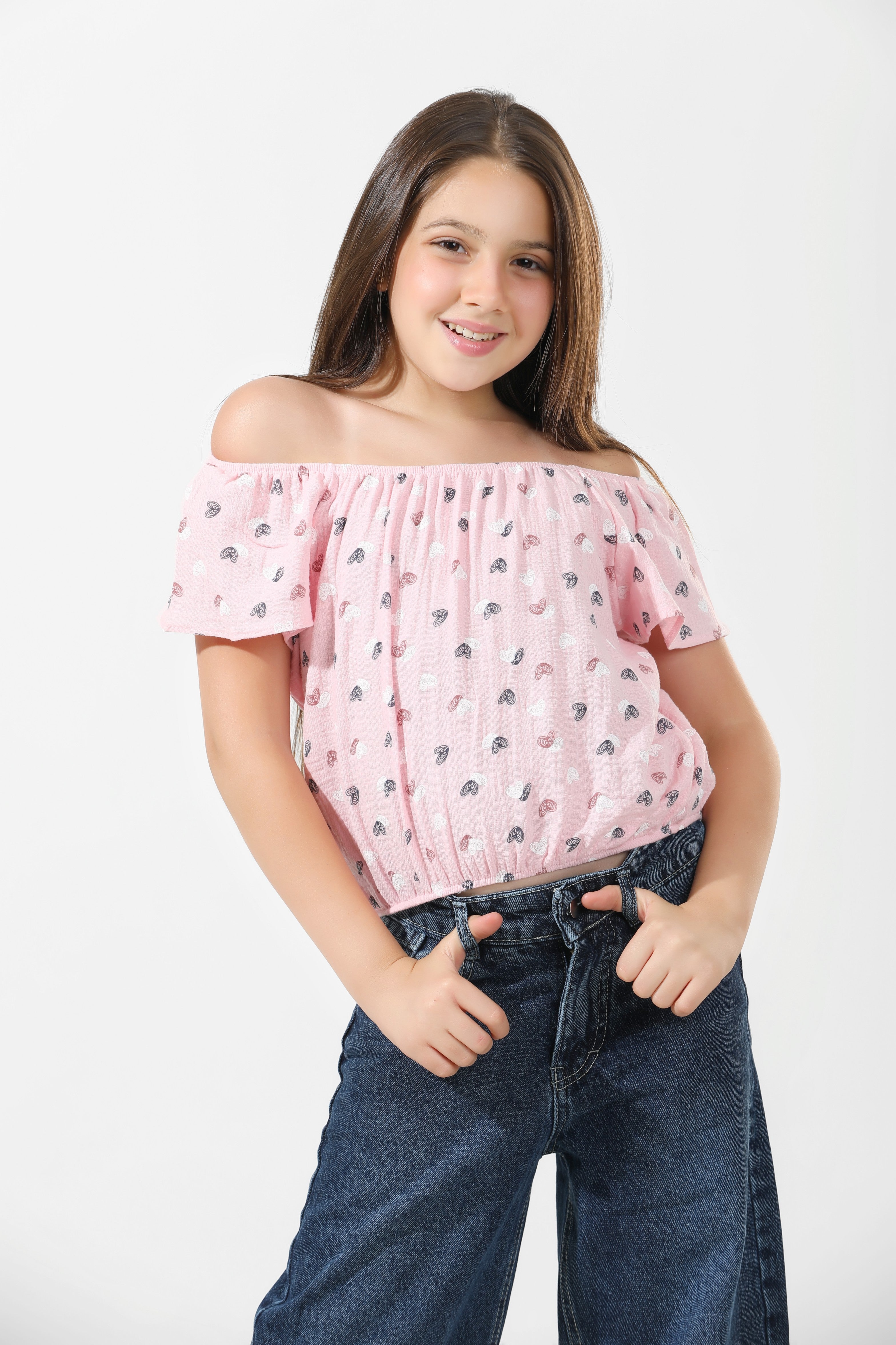 Girls T-Shirt 100% cotton  (Rose Pink)