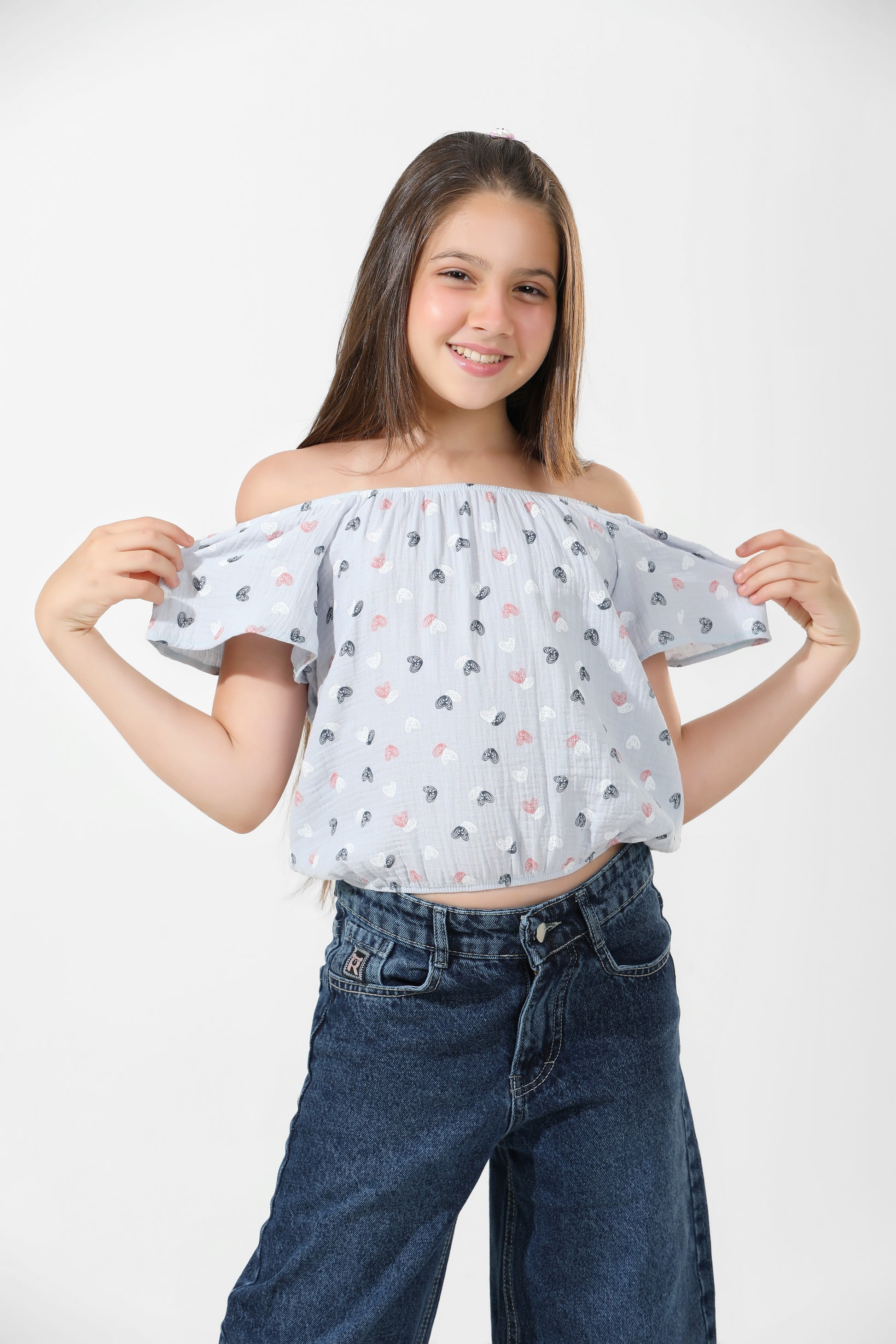 Girls T-Shirt 100% cotton  (Sky Blue)