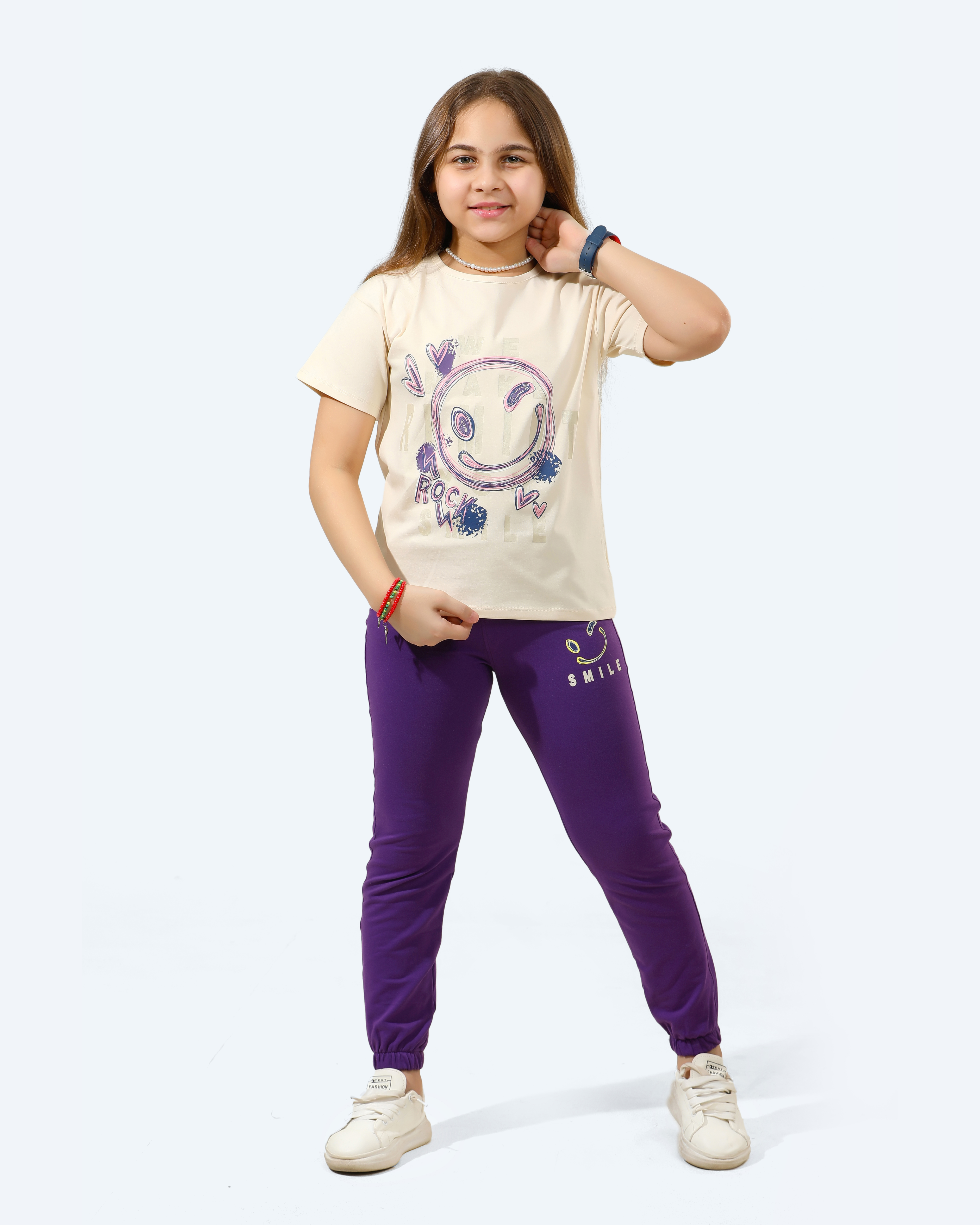 Girl's Pajamas 100% Cotton (Beige)