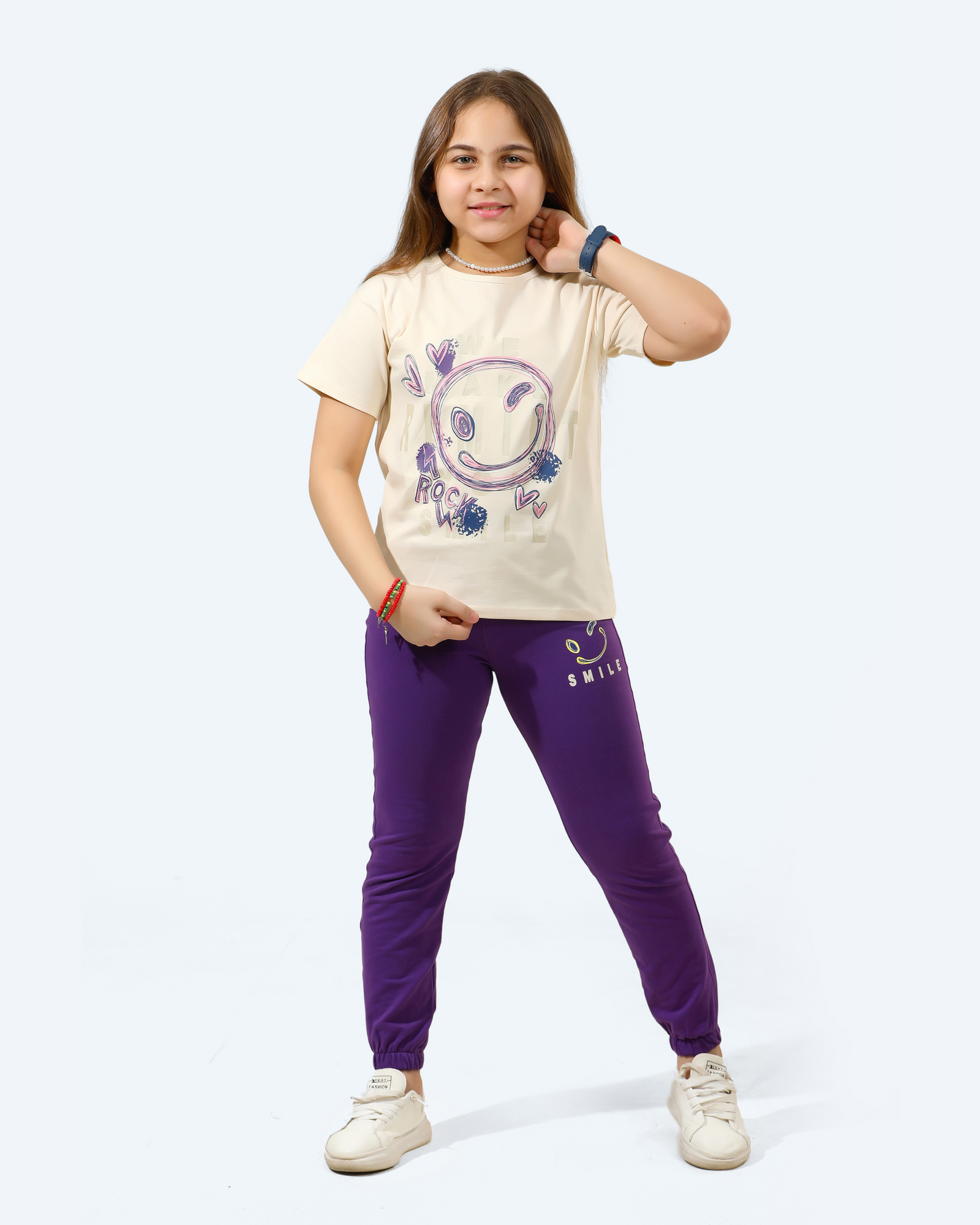 Girl's Pajamas 100% Cotton (Beige)