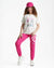 Girls Printed T-Shirt & Jogger Set | Off-White - Remint Kids Fashion