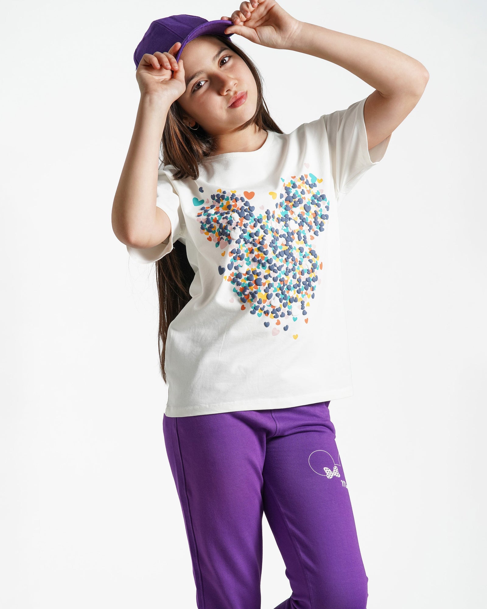 Girls Heart Mouse Print Jogger Set