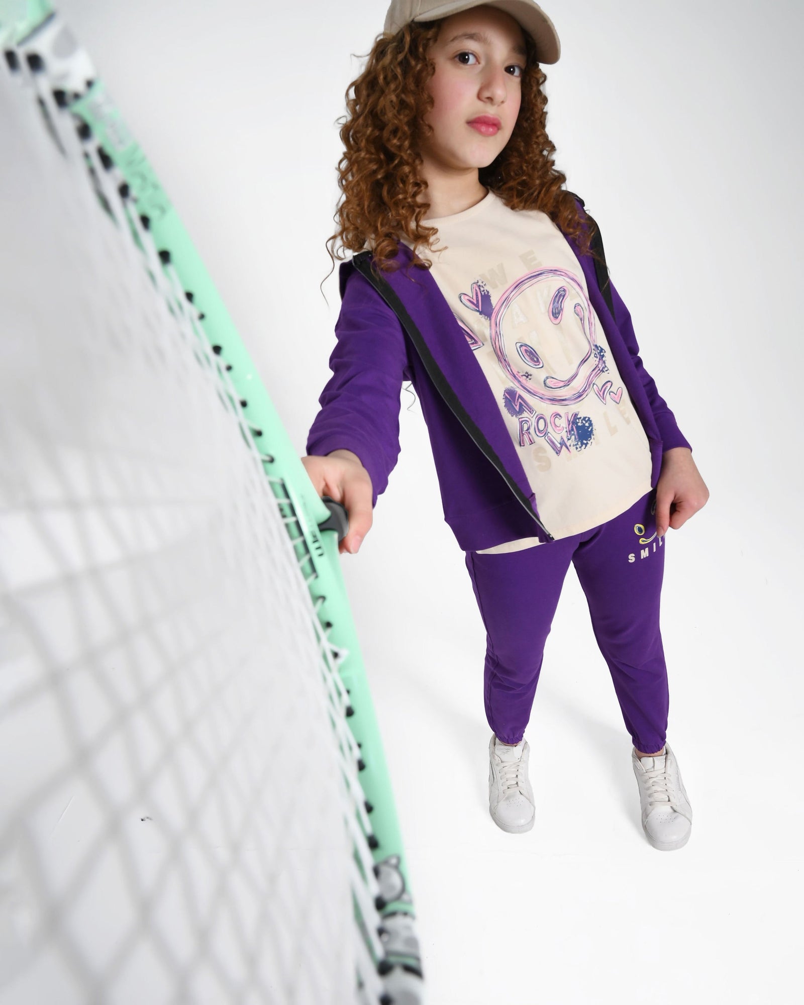 Girls 3-Piece Hoodie Jogger Set with Smile Print