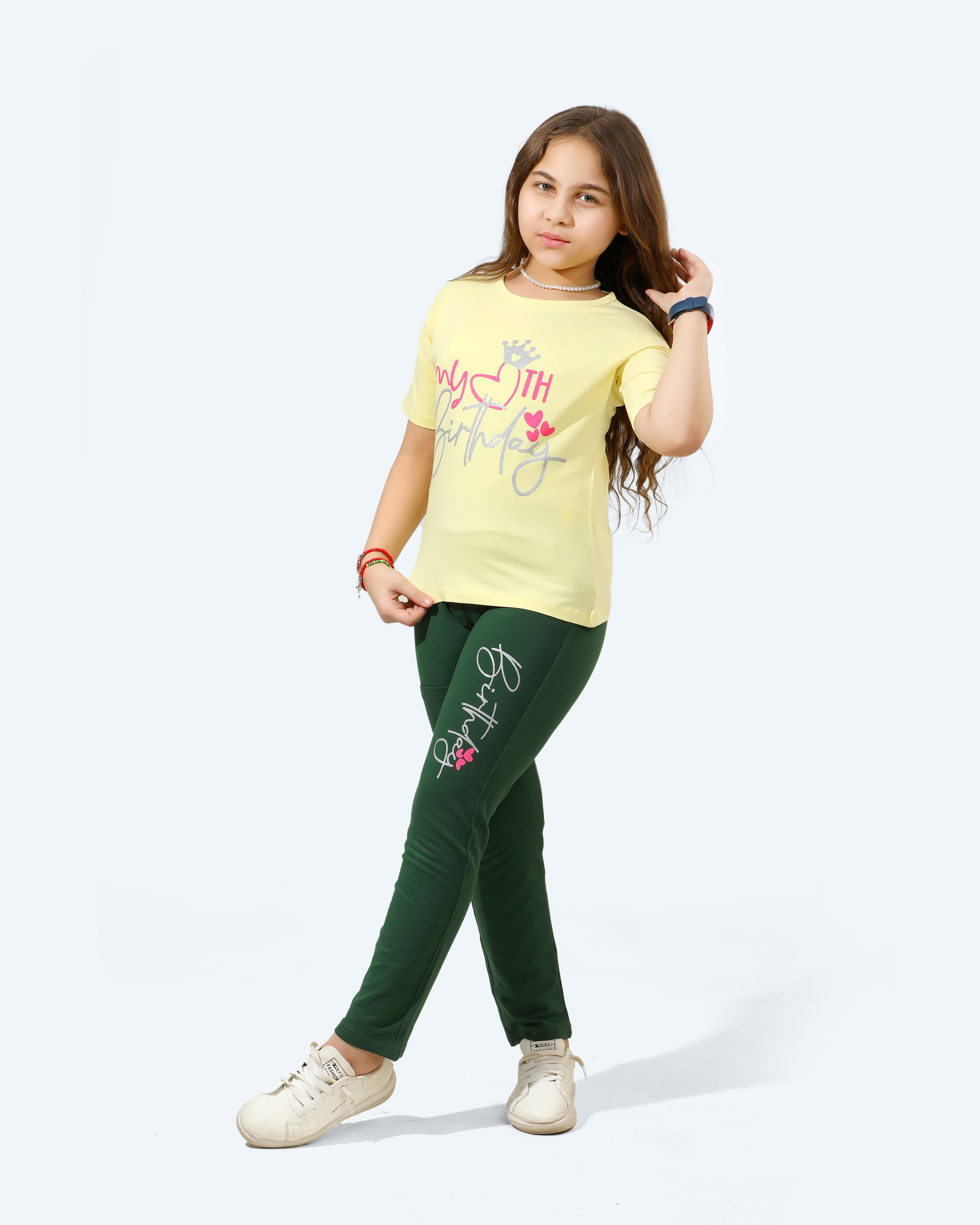 Girl's Pajamas 100% cotton (Light Yellow)