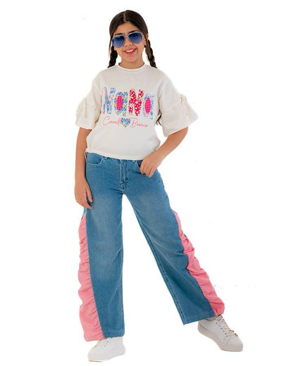 Girls T-Shirt  (Off-White)