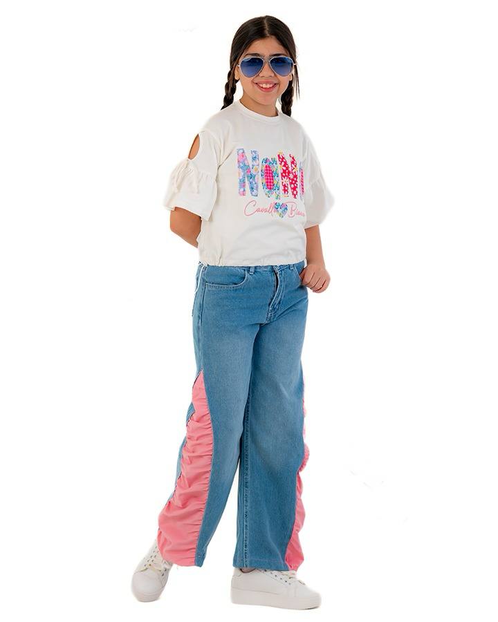 Girls T-Shirt  (Off-White)