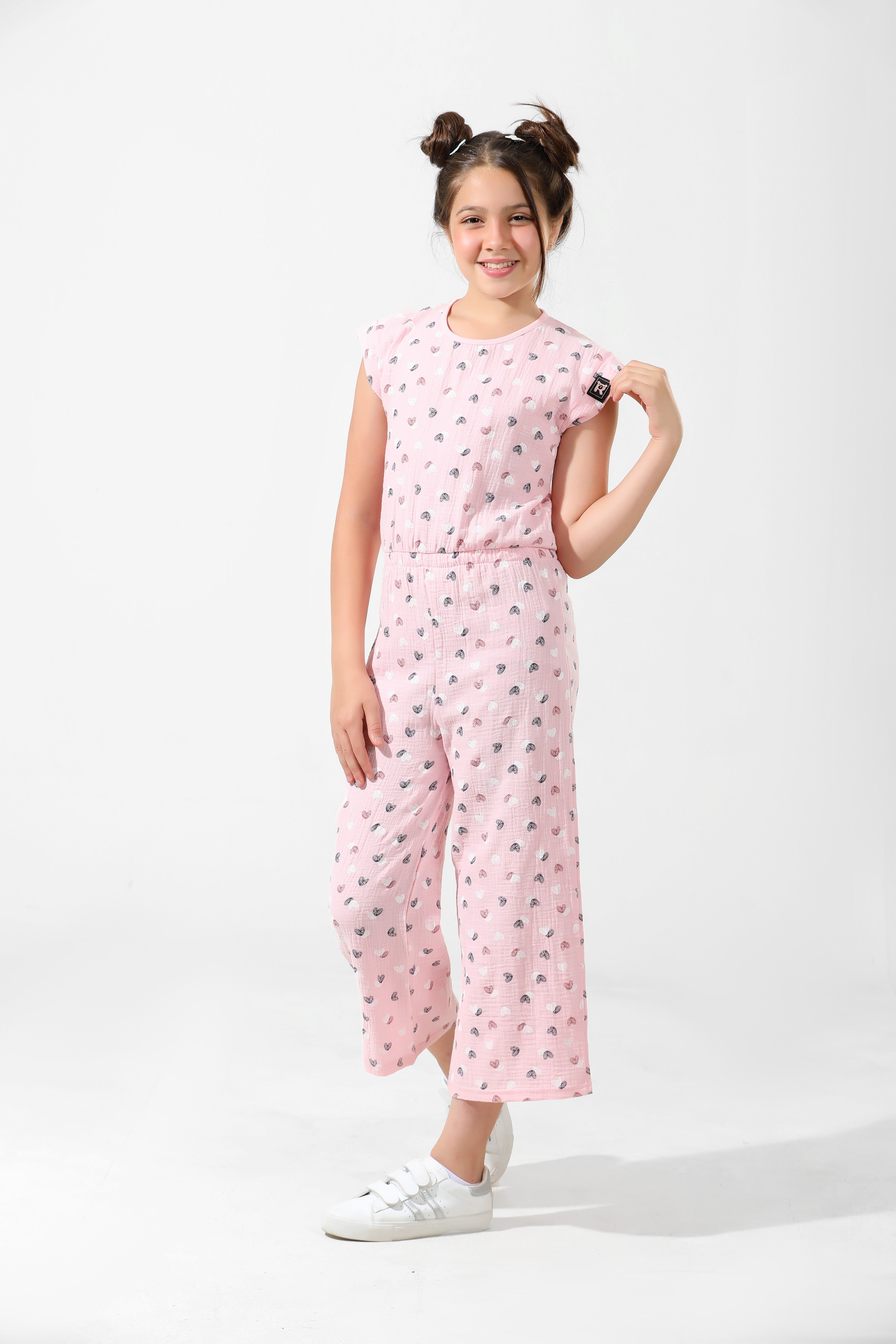 Girls Jumpsuit 100% cotton (Pink)