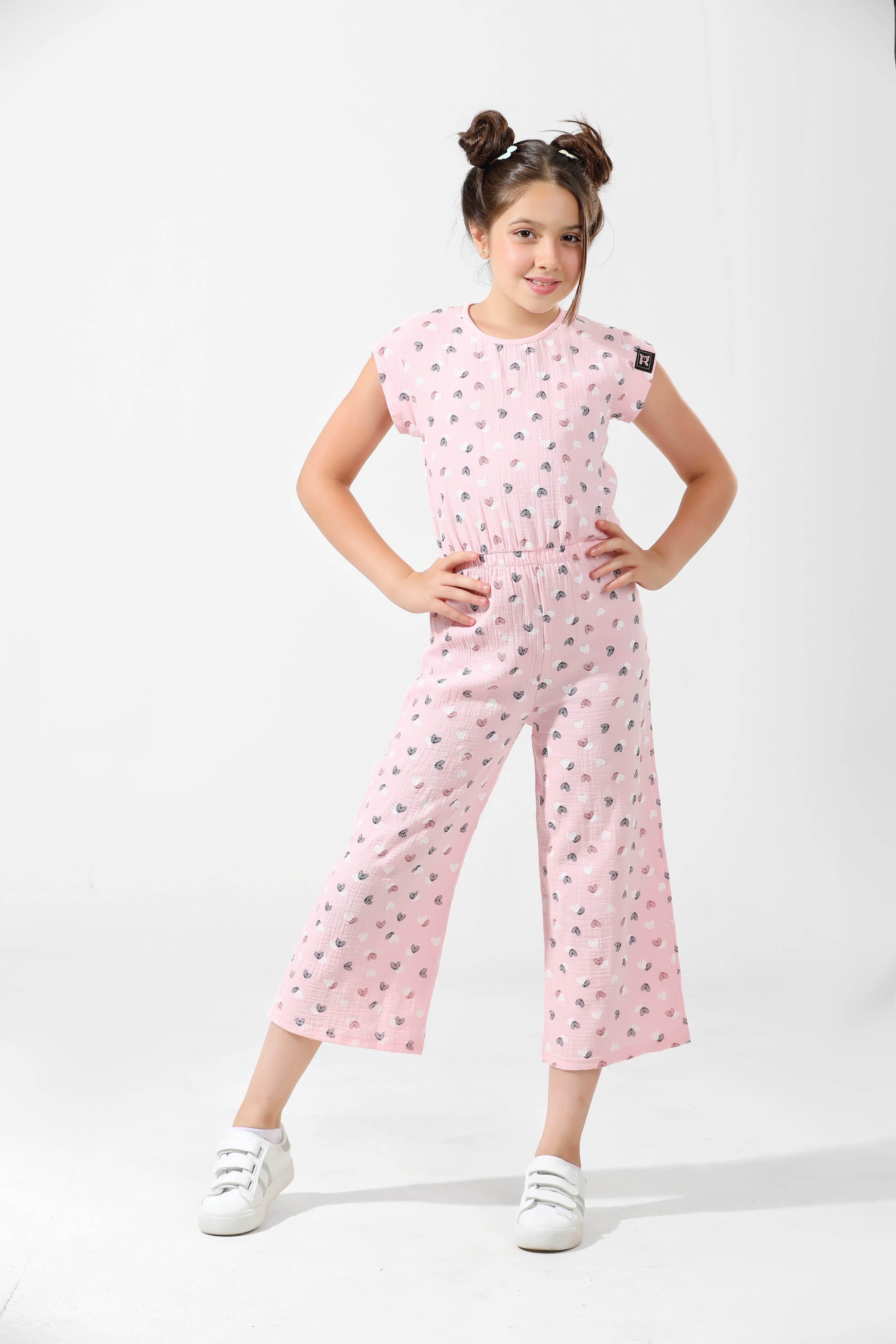 Girls Jumpsuit 100% cotton (Pink)