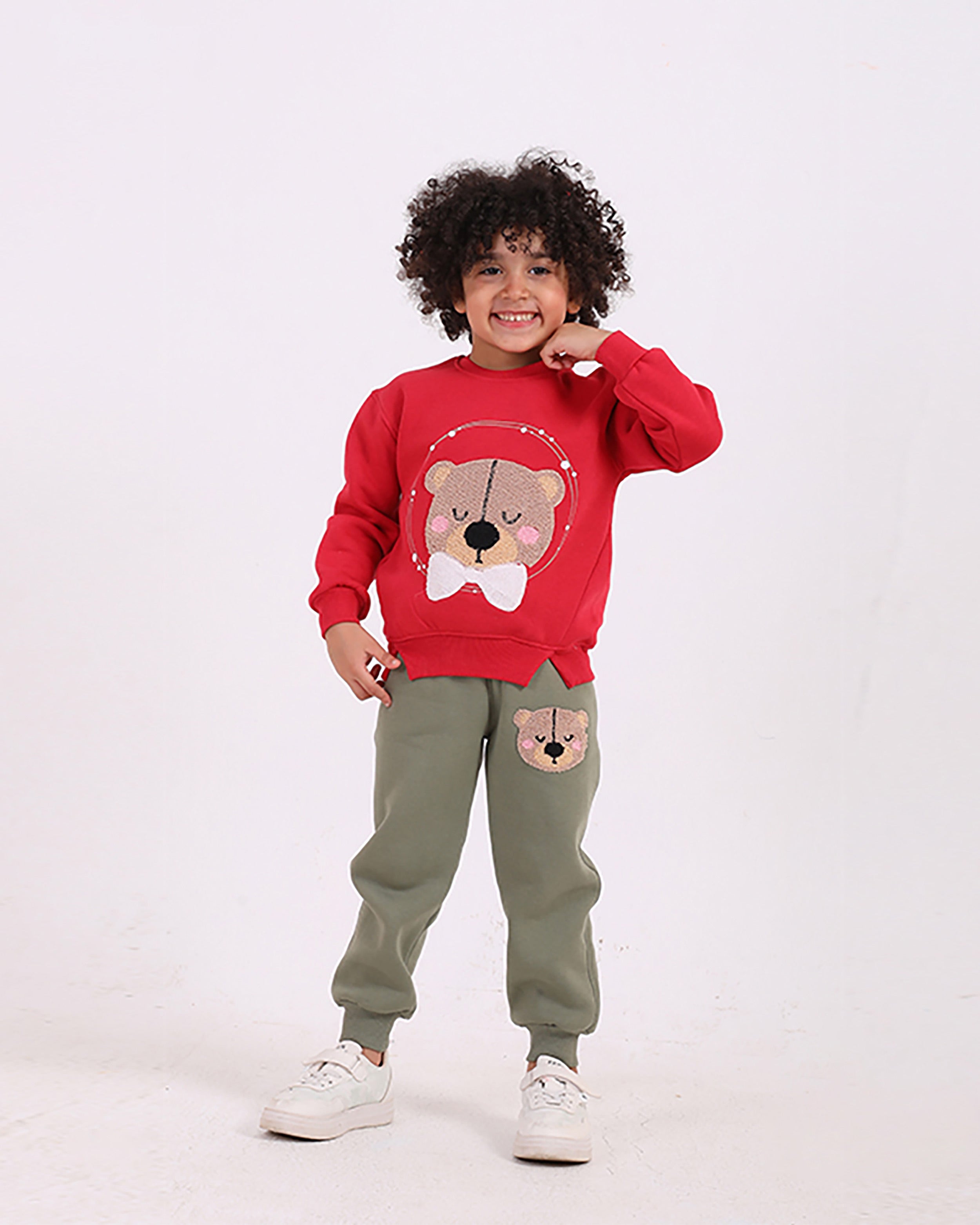 Boys Cotton Sweatshirt & Jogger Set | Burgundy - Remint Kids Fashion