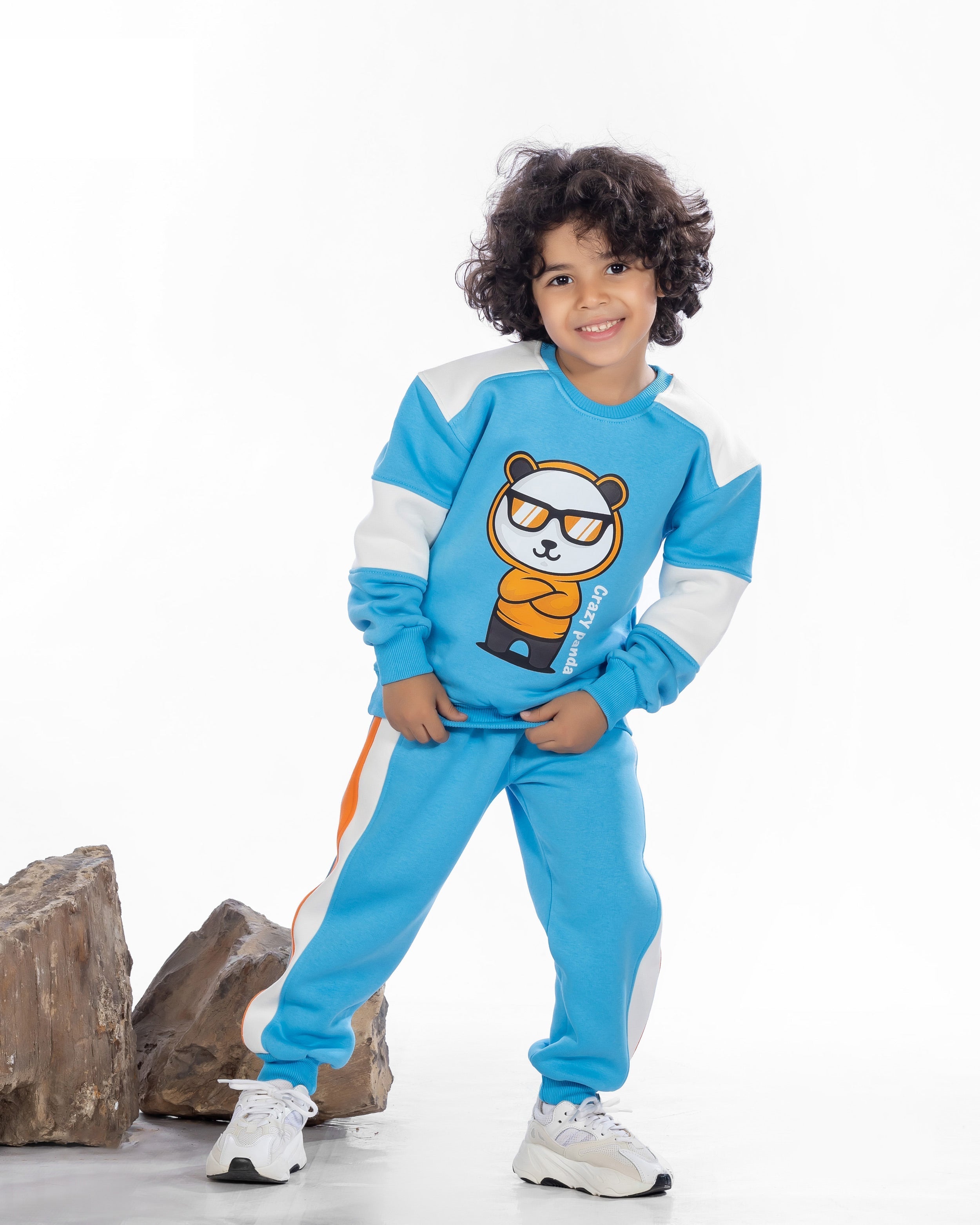 Boys Cotton Sweatshirt & Jogger Set | Turquoise - Remint Kids Fashion