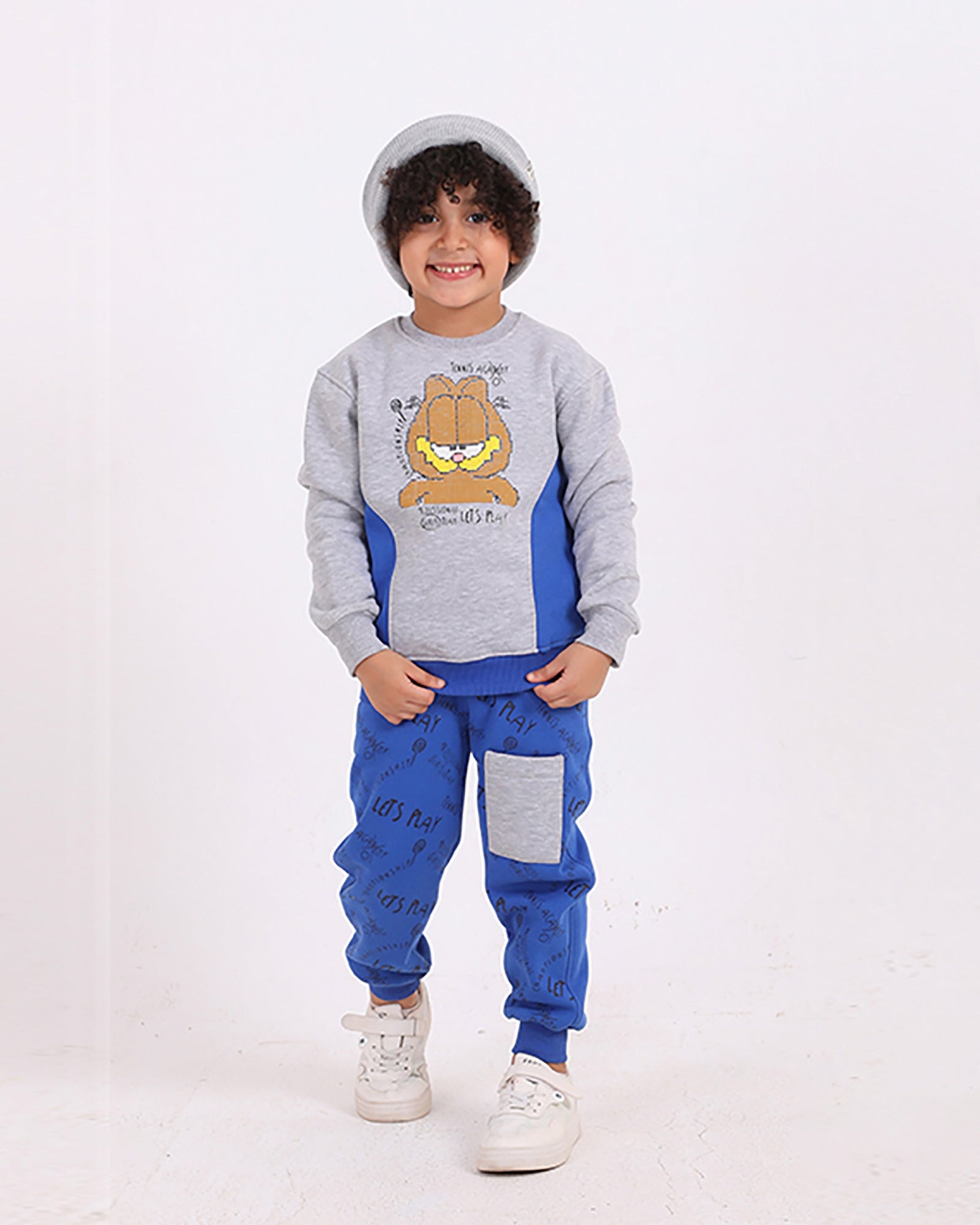 Boys Cotton Sweatshirt & Jogger Set | Grey - Remint Kids Fashion