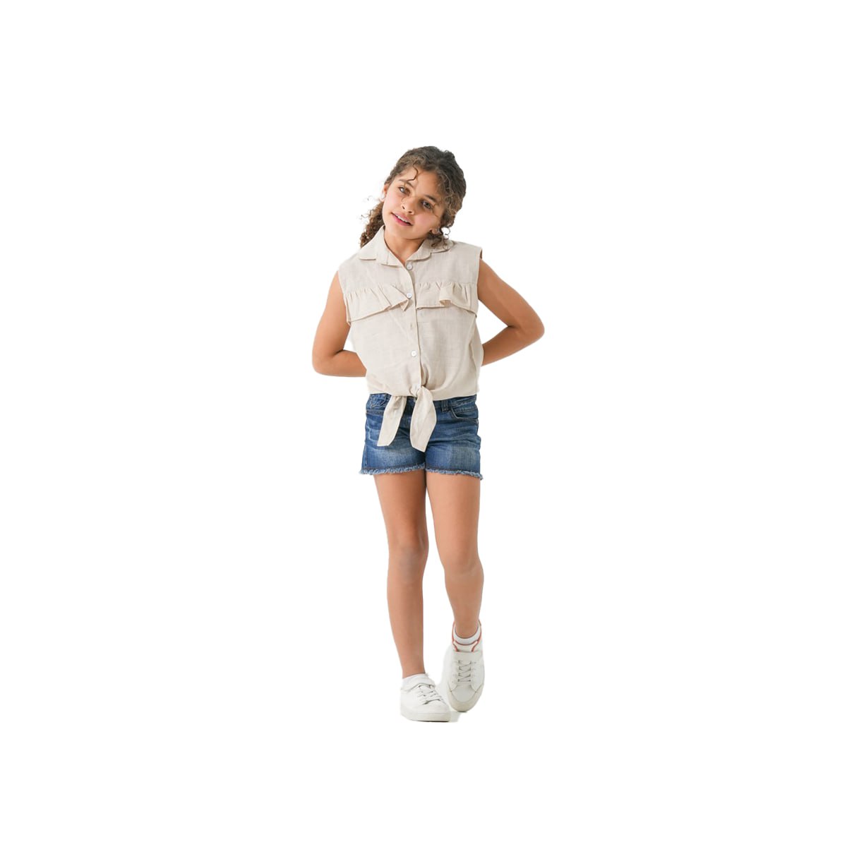 Girls Shirt 100% cotton  (Beige)