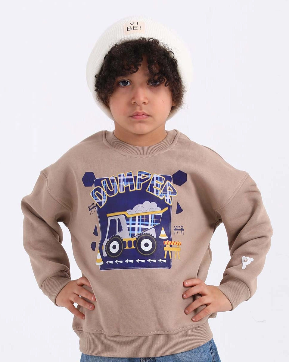 Cozy Graphic Sweatshirt | Camel - Remint Kids Fashion