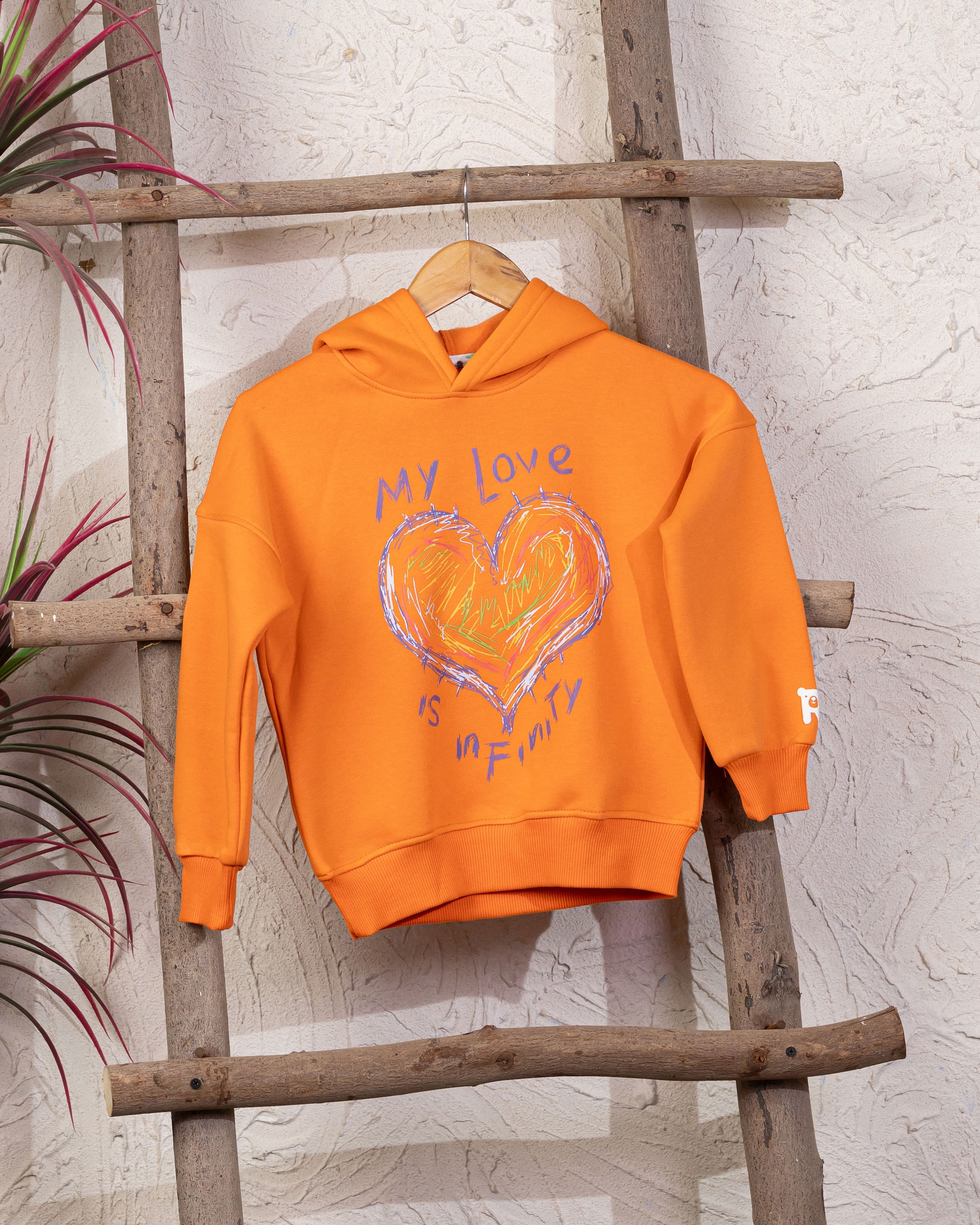 Cozy Graphic Hoodie | Orange - Remint Kids Fashion