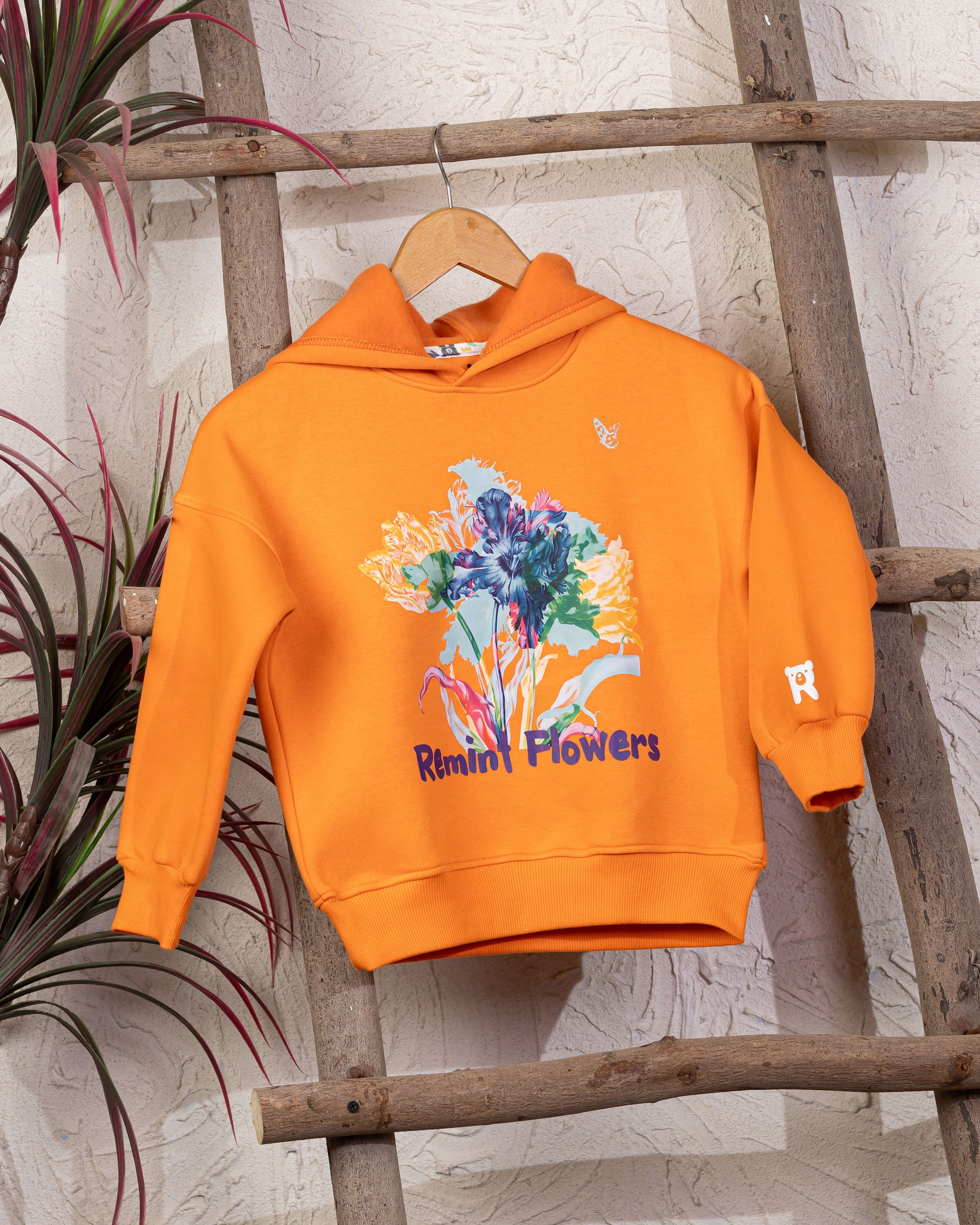 Cozy Graphic Hoodie | Orange - Remint Kids Fashion
