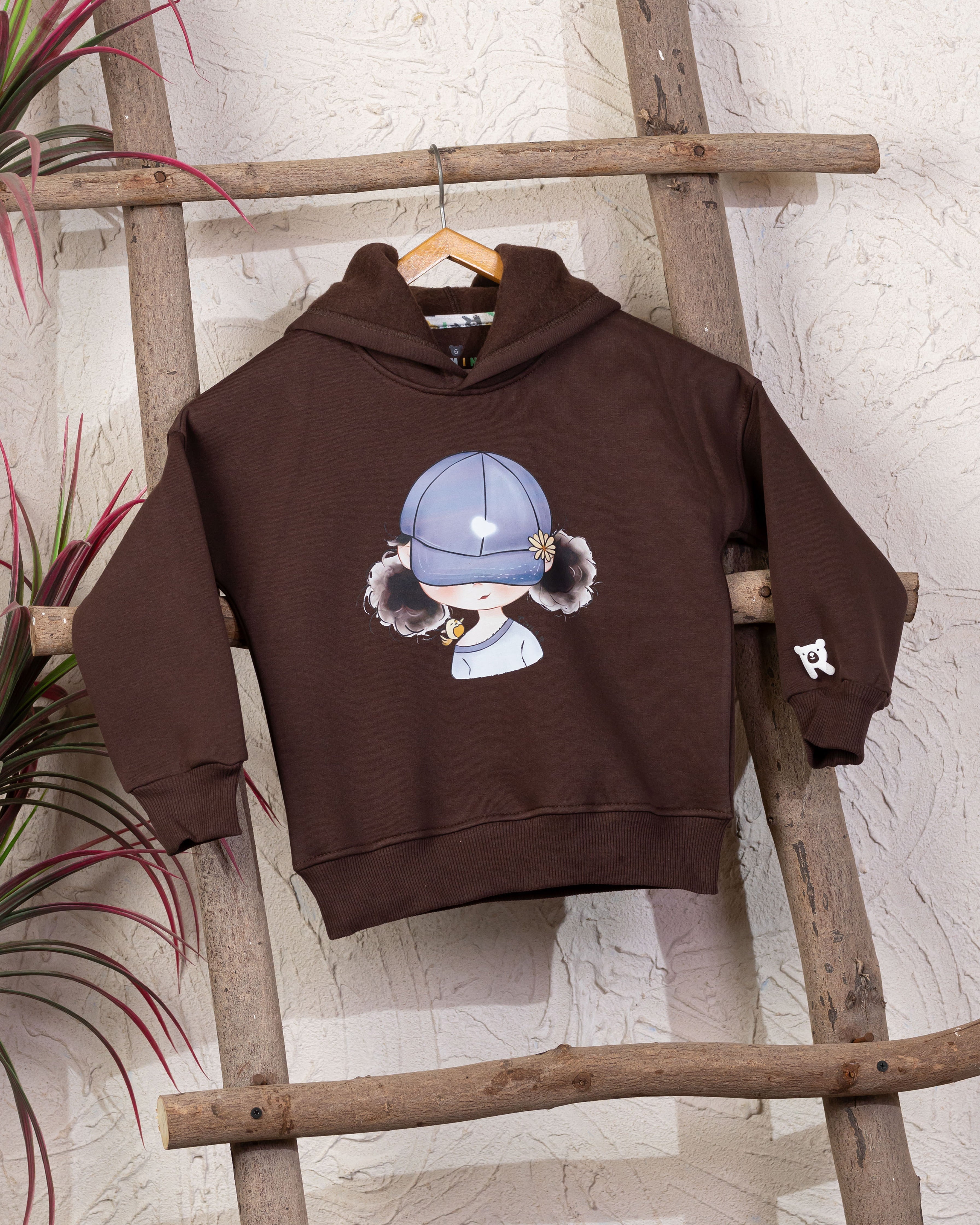 Cozy Graphic Hoodie | Brown - Remint Kids Fashion