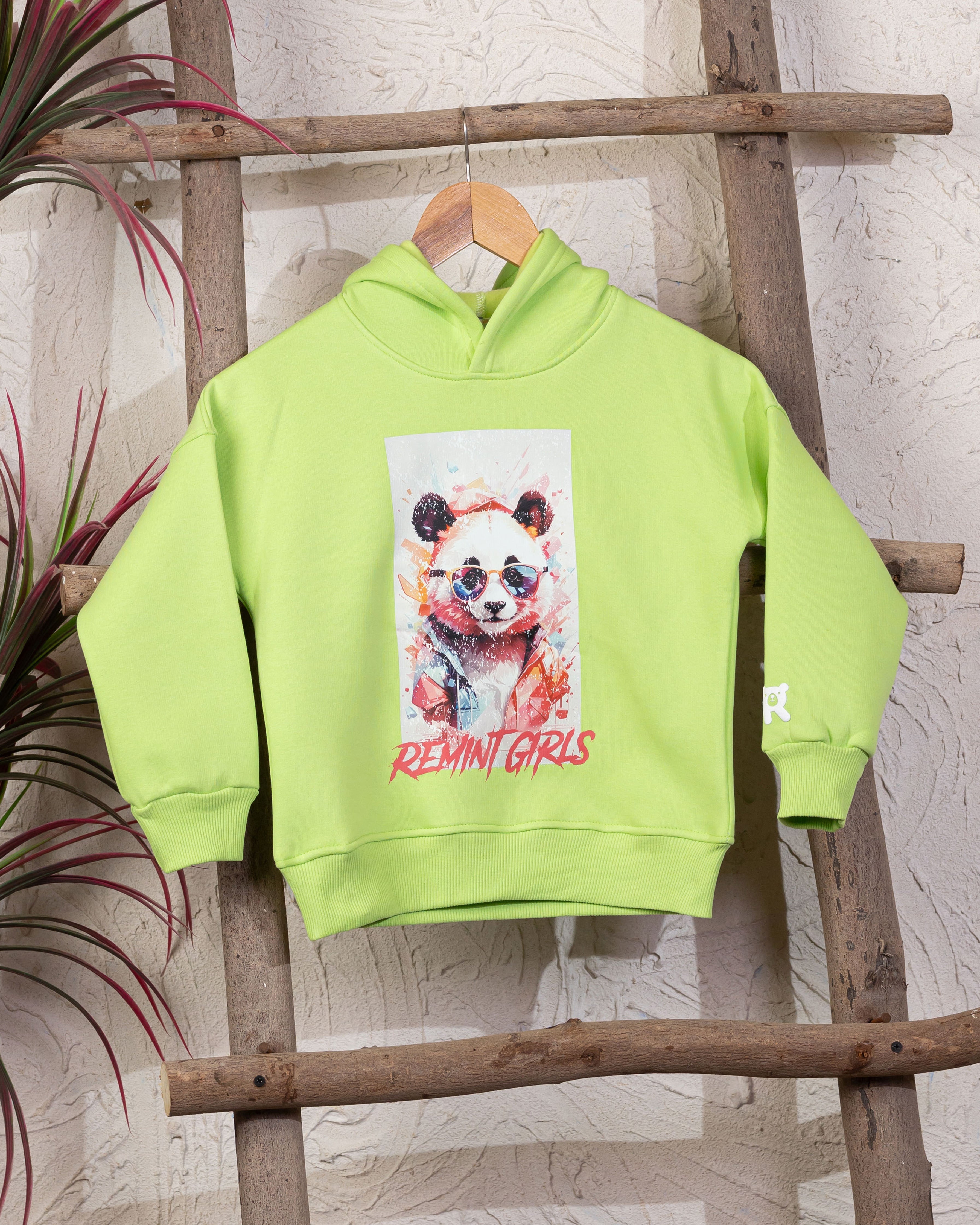 Cozy Graphic Hoodie | Light Green - Remint Kids Fashion