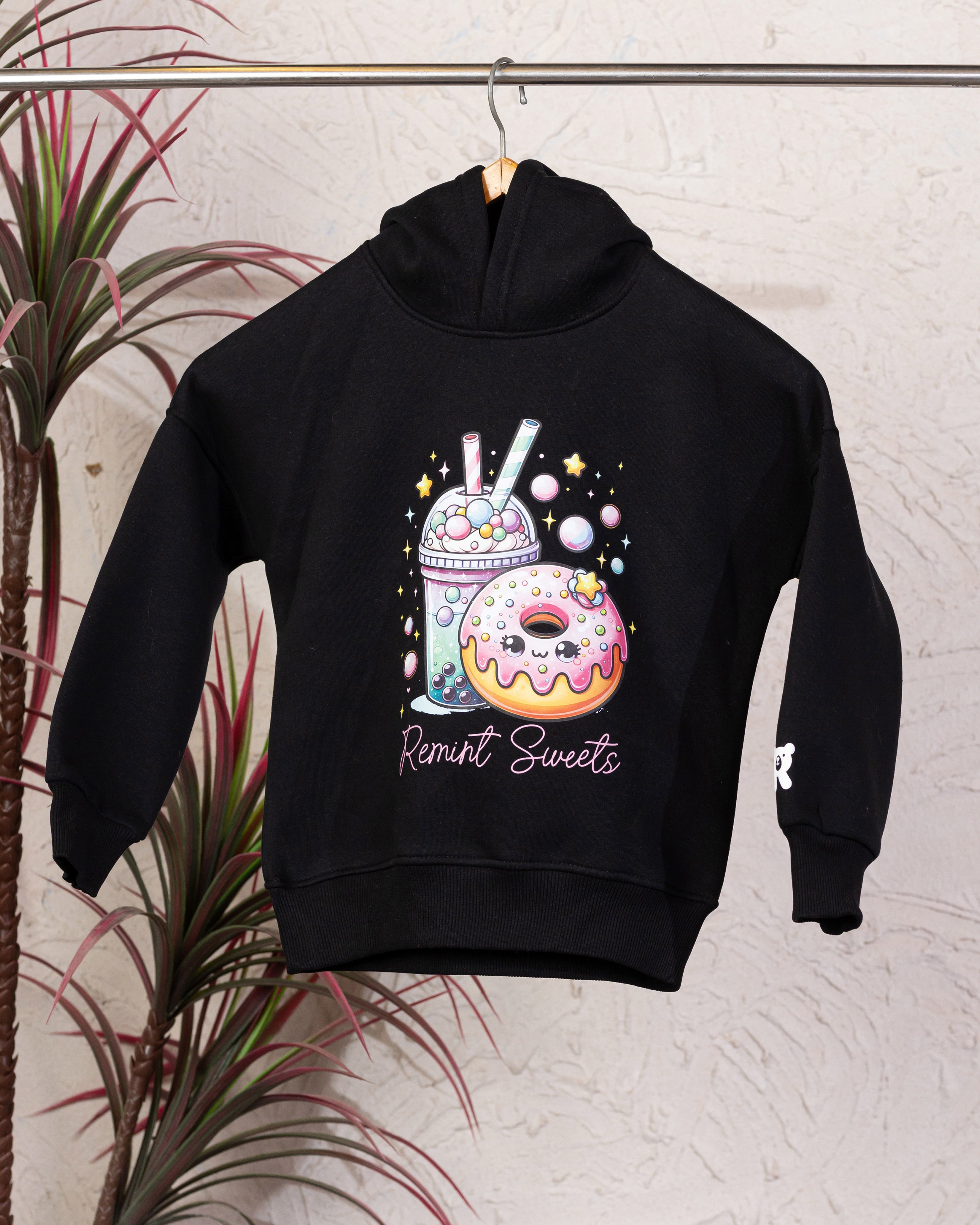 Cozy Graphic Hoodie | Black - Remint Kids Fashion