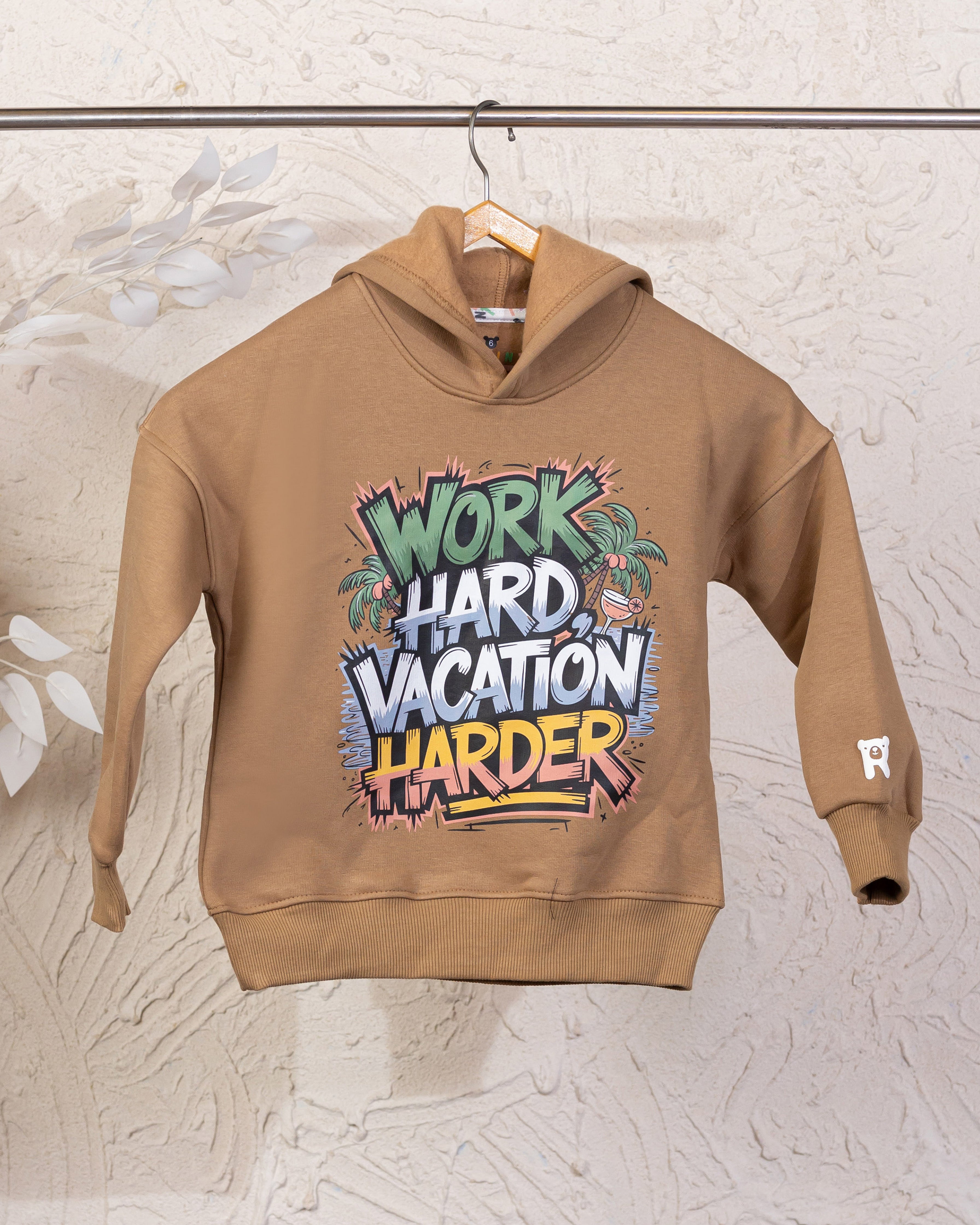 Cozy Graphic Hoodie | Camel - Remint Kids Fashion