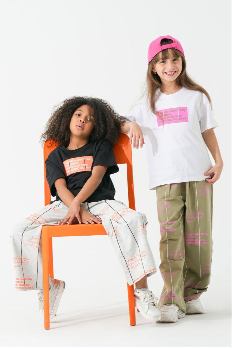 Girls Pajamas 100% cotton (Black & Off-White)