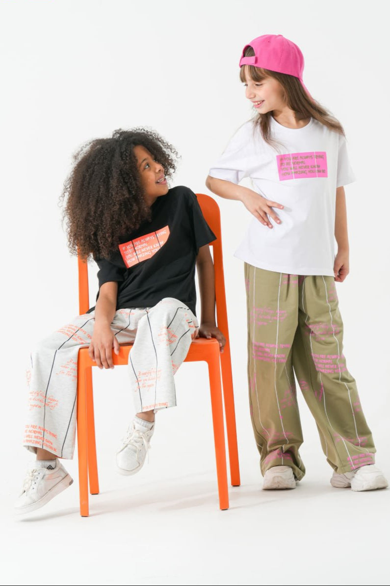 Girls Pajamas 100% cotton (Black & Off-White)