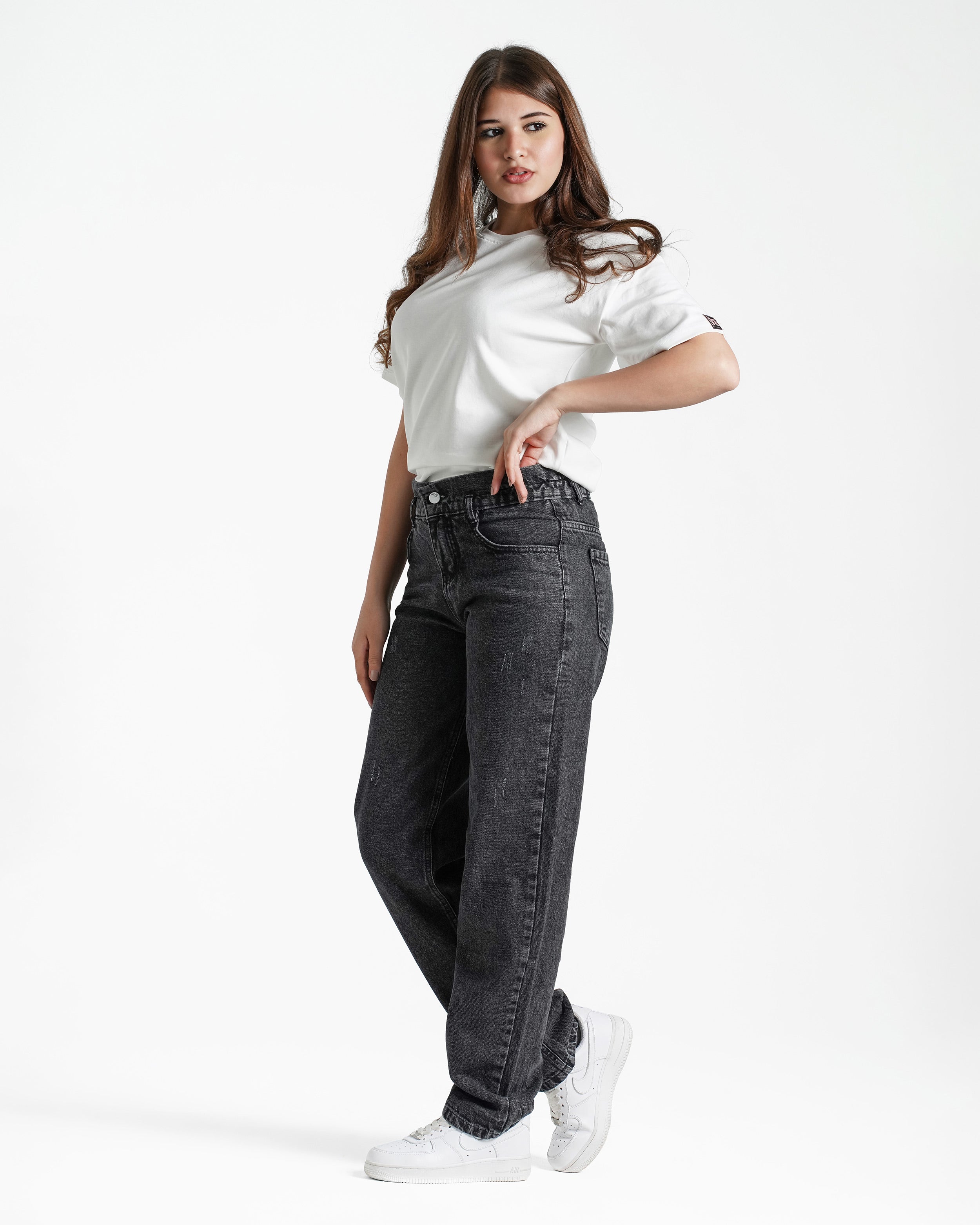 Teen Girls Relaxed Fit Jeans | Dark Wash - Remint Kids Fashion