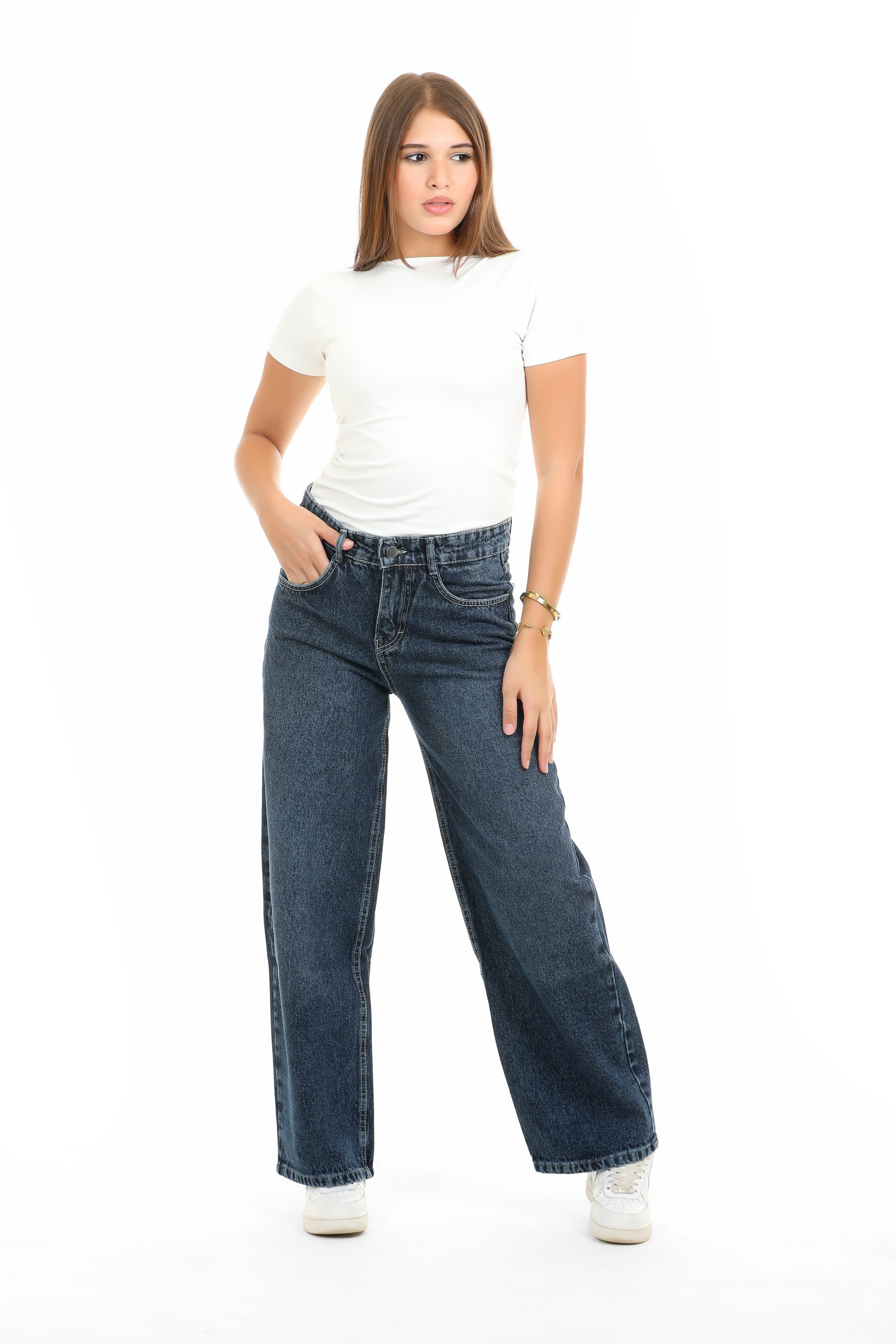 Girls Relaxed Fit WIDE LEG  Jeans (Dark Wash)