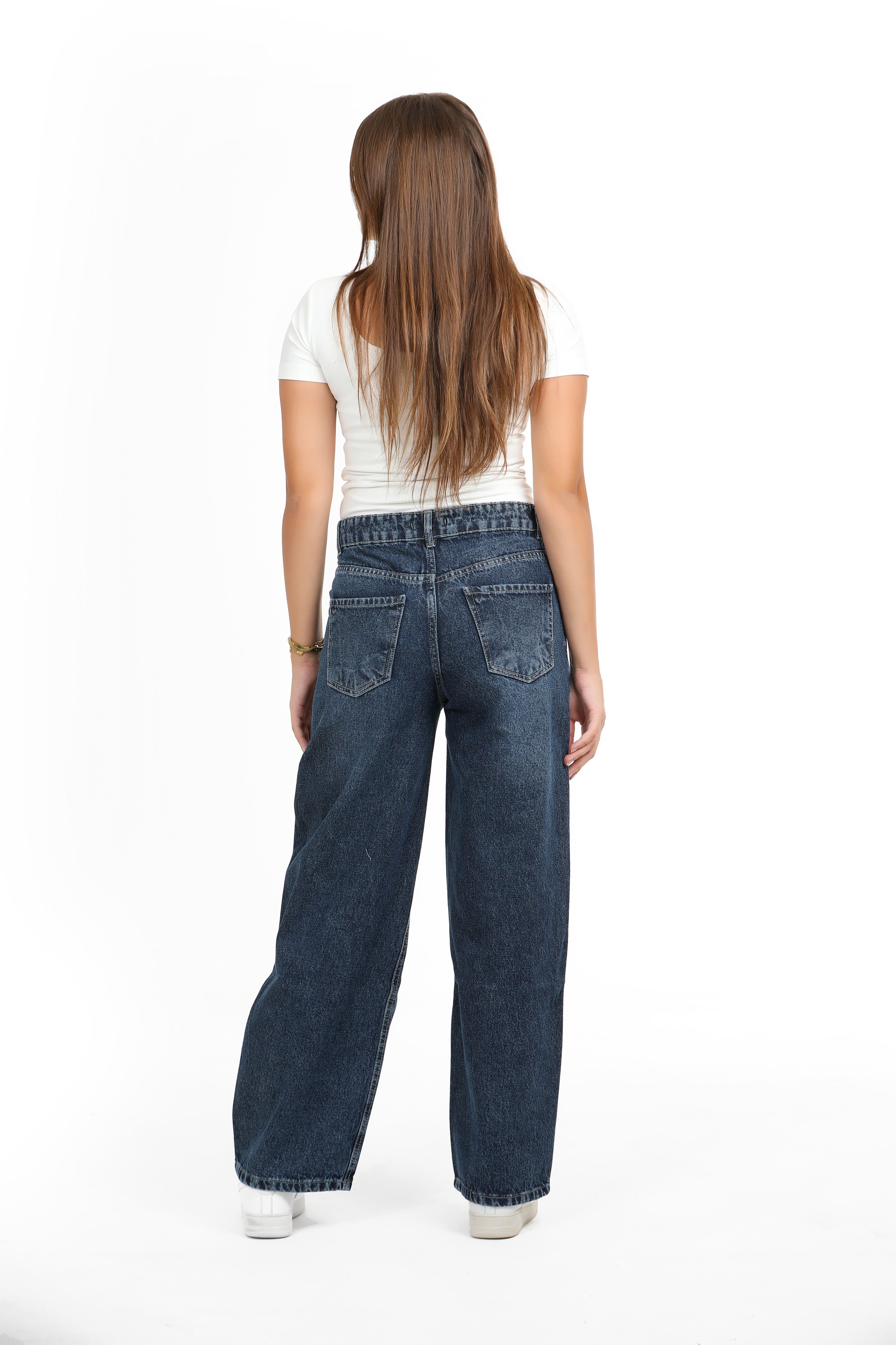 Girls Relaxed Fit WIDE LEG  Jeans (Dark Wash)