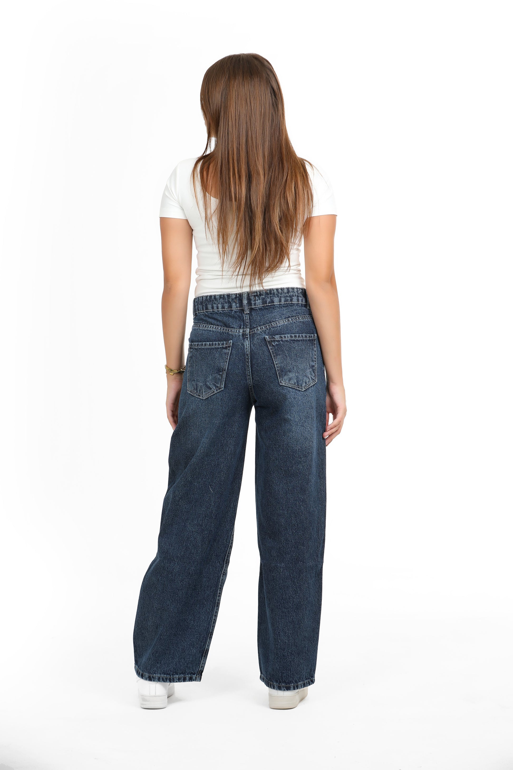 Girls Relaxed Fit WIDE LEG  Jeans (Dark Wash)
