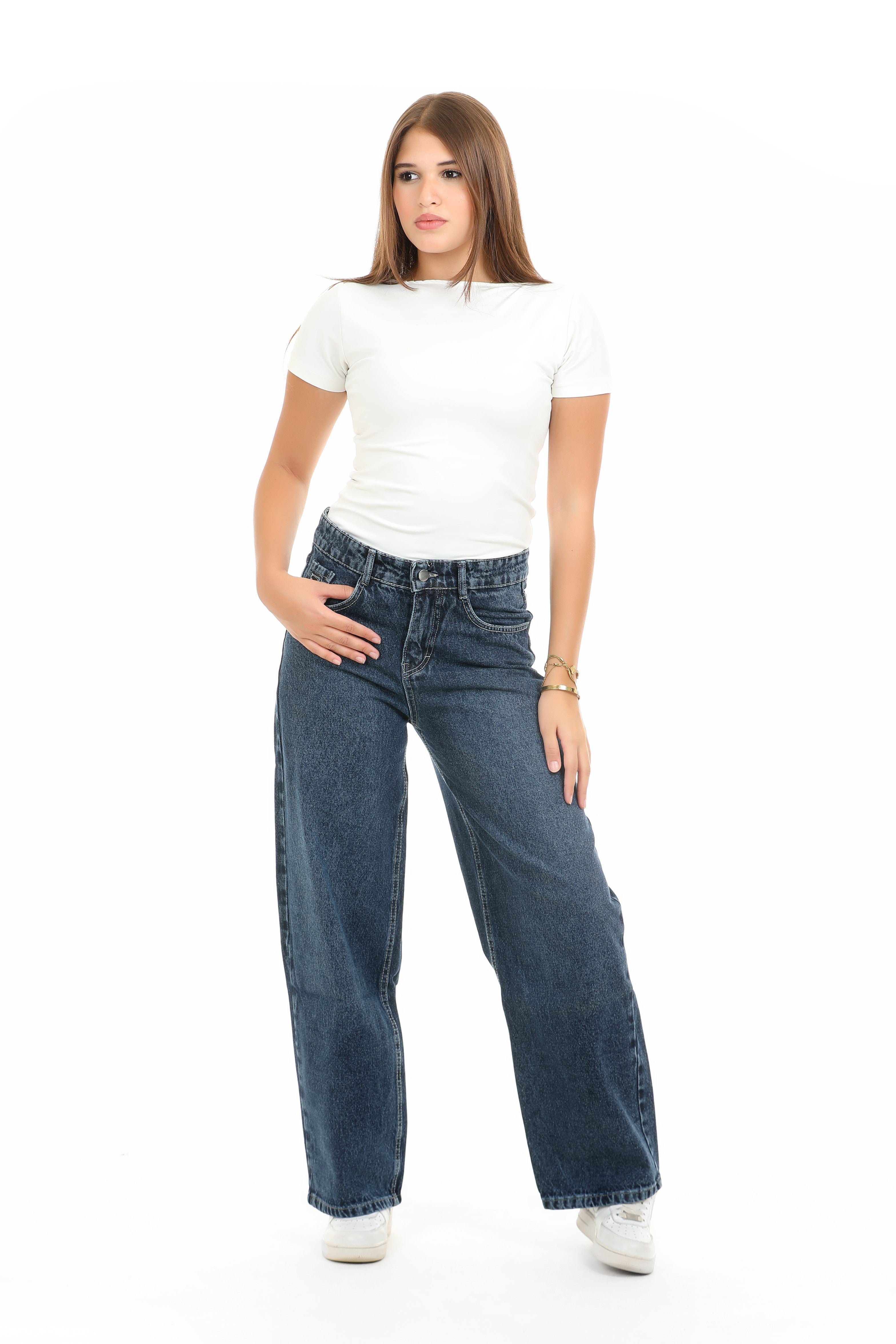 Girls Relaxed Fit WIDE LEG  Jeans (Dark Wash)