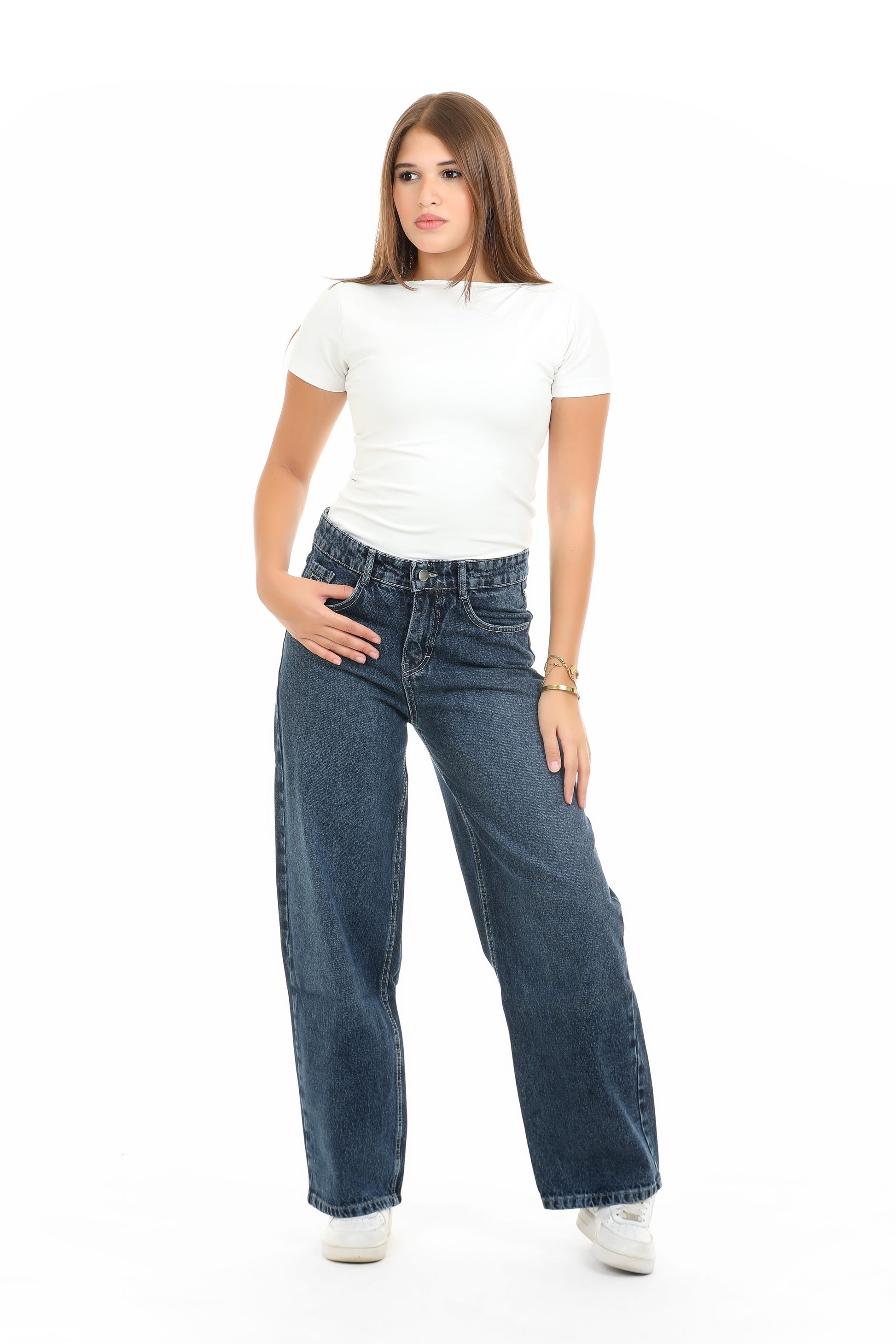 Girls Relaxed Fit WIDE LEG  Jeans (Dark Wash)
