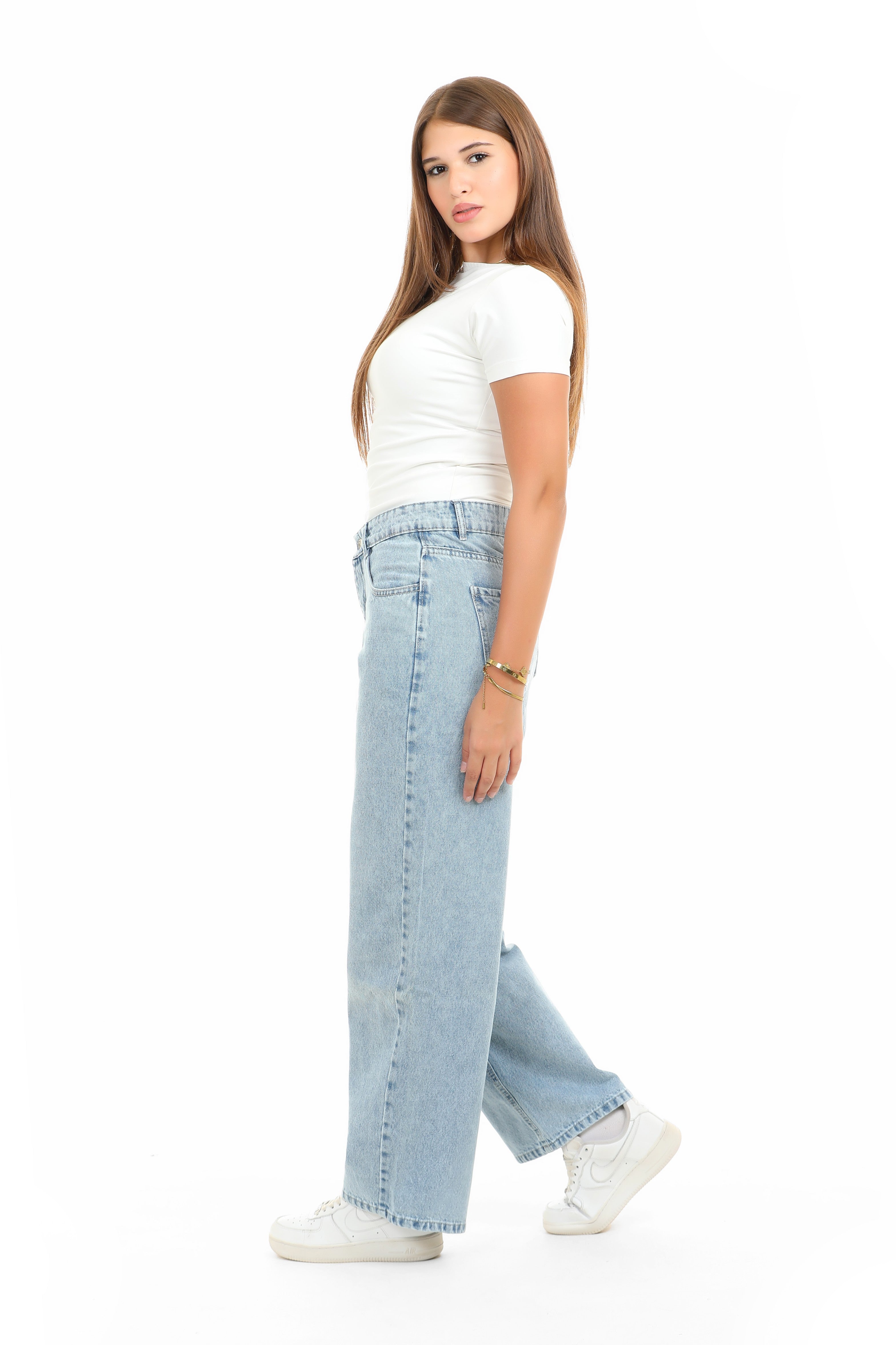 Girls Relaxed Fit WIDE LEG  Jeans (Light Wash)