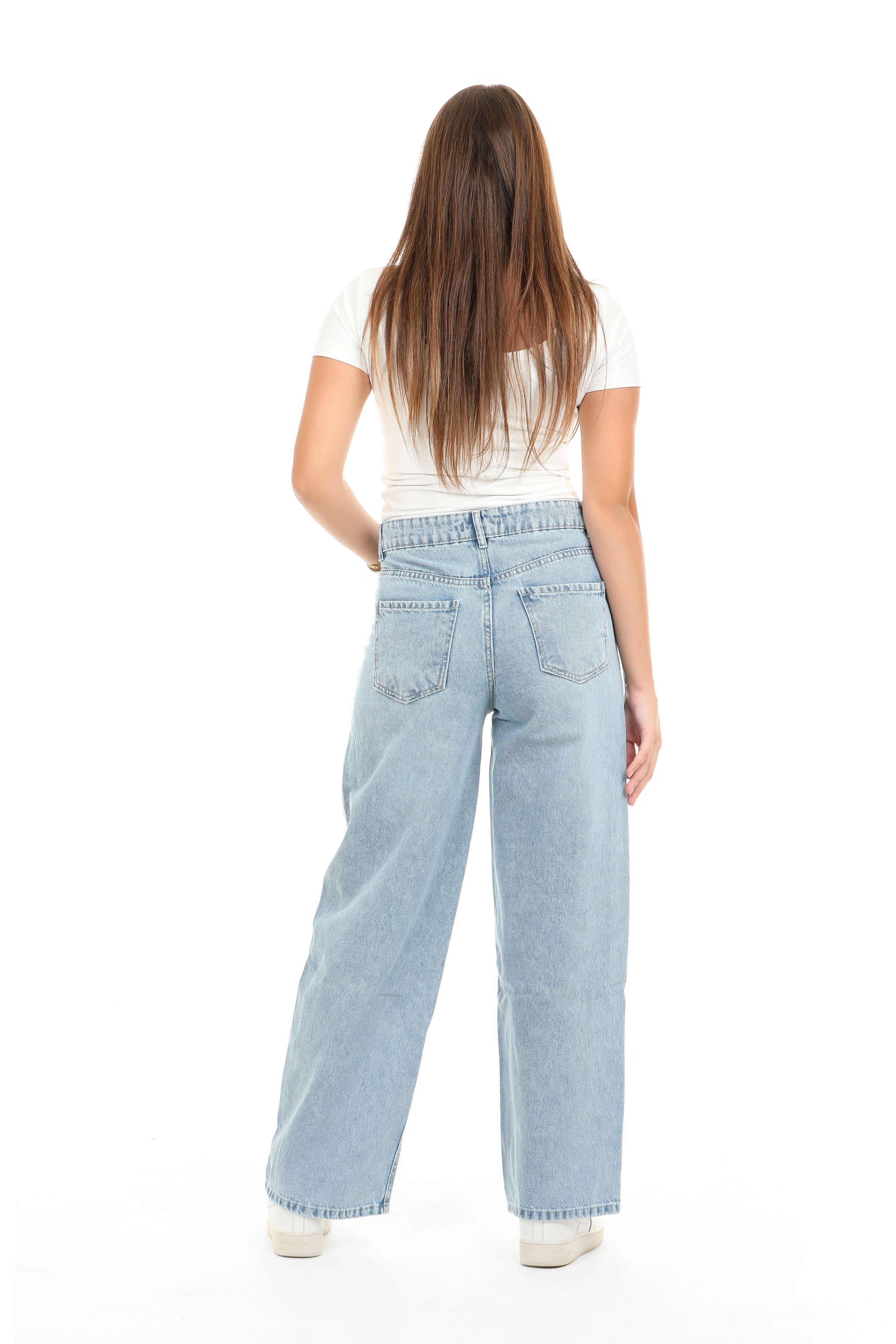 Girls Relaxed Fit WIDE LEG  Jeans (Light Wash)