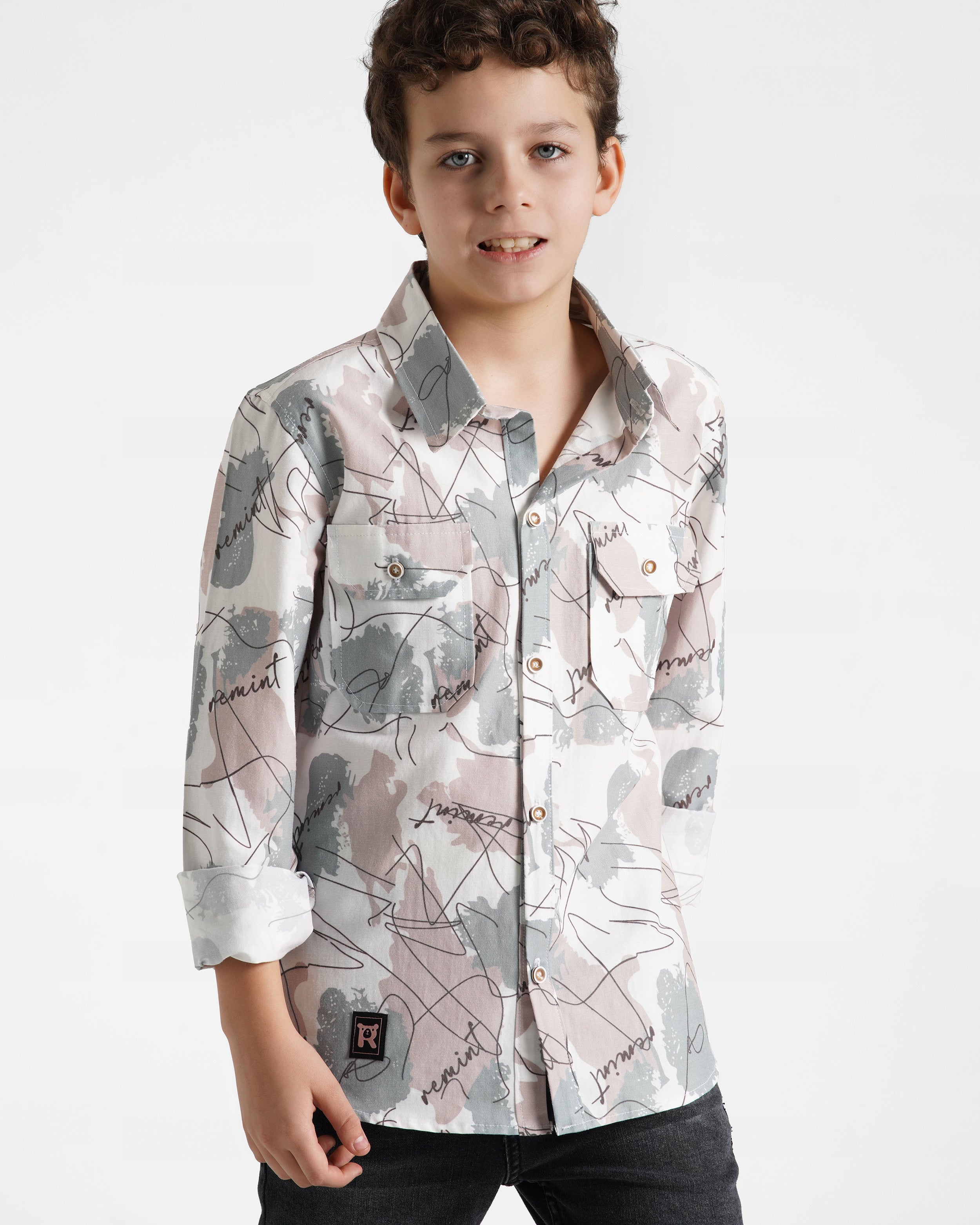 Boys Abstract Print Shirt | Patterned 911 - Remint Kids Fashion